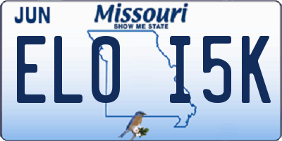 MO license plate EL0I5K