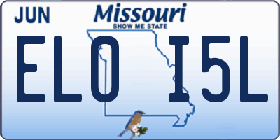 MO license plate EL0I5L