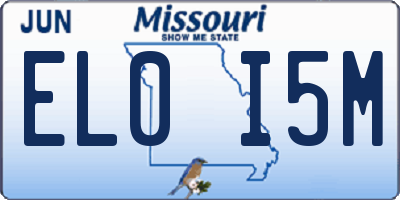 MO license plate EL0I5M