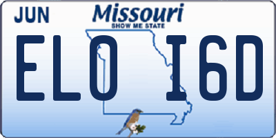 MO license plate EL0I6D