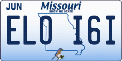 MO license plate EL0I6I