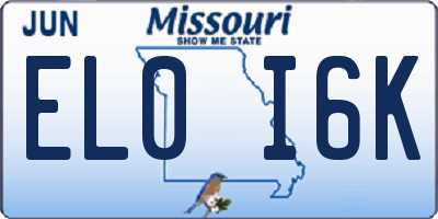 MO license plate EL0I6K