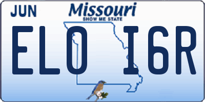 MO license plate EL0I6R