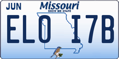 MO license plate EL0I7B
