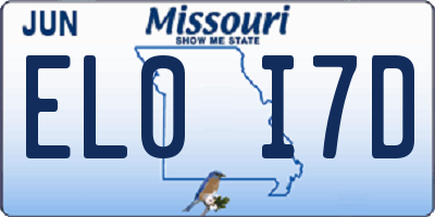 MO license plate EL0I7D