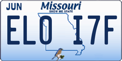 MO license plate EL0I7F