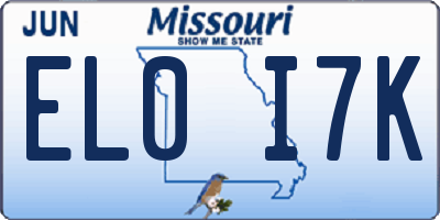 MO license plate EL0I7K