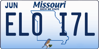 MO license plate EL0I7L