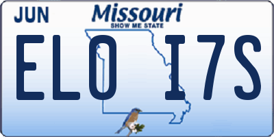 MO license plate EL0I7S