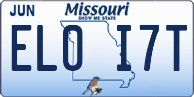 MO license plate EL0I7T