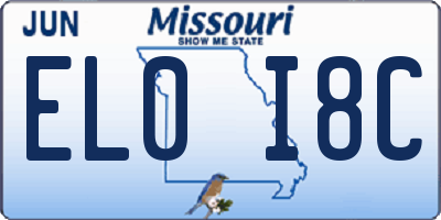 MO license plate EL0I8C