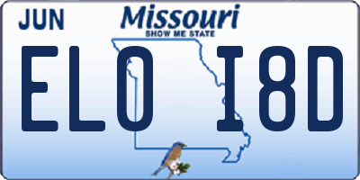 MO license plate EL0I8D