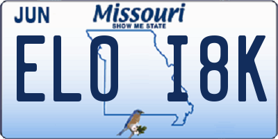 MO license plate EL0I8K