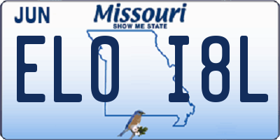 MO license plate EL0I8L