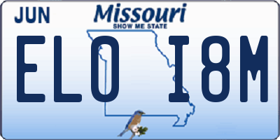 MO license plate EL0I8M