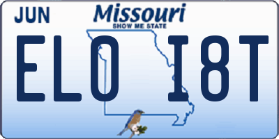MO license plate EL0I8T