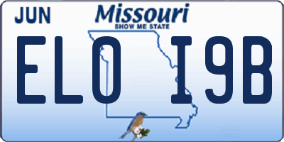 MO license plate EL0I9B