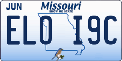 MO license plate EL0I9C