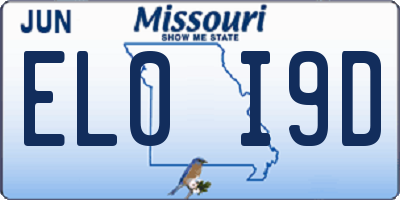 MO license plate EL0I9D