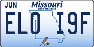 MO license plate EL0I9F