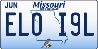 MO license plate EL0I9L
