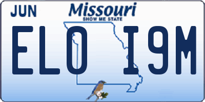 MO license plate EL0I9M