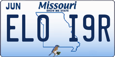 MO license plate EL0I9R