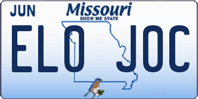 MO license plate EL0J0C