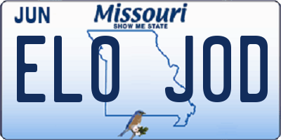 MO license plate EL0J0D
