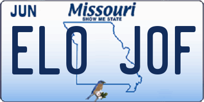 MO license plate EL0J0F