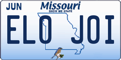 MO license plate EL0J0I