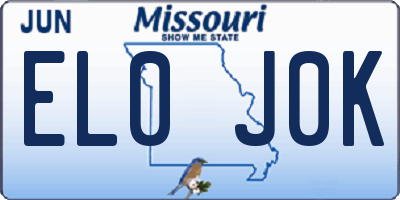 MO license plate EL0J0K
