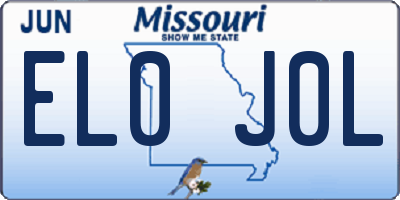 MO license plate EL0J0L