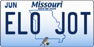 MO license plate EL0J0T