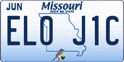MO license plate EL0J1C