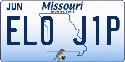 MO license plate EL0J1P