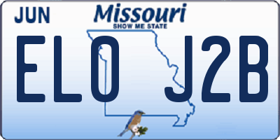MO license plate EL0J2B