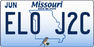 MO license plate EL0J2C