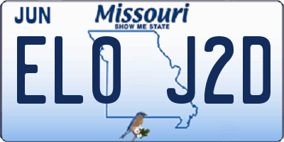 MO license plate EL0J2D