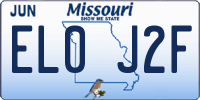 MO license plate EL0J2F
