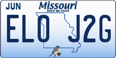 MO license plate EL0J2G
