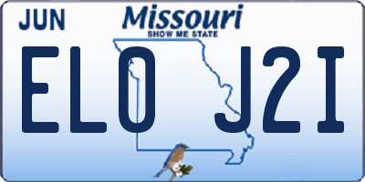 MO license plate EL0J2I