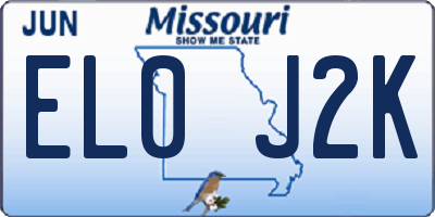 MO license plate EL0J2K