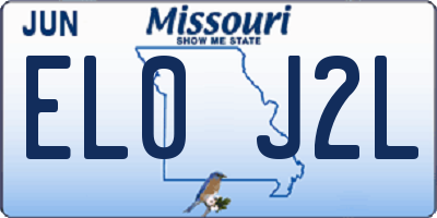 MO license plate EL0J2L