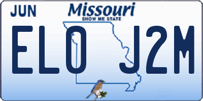 MO license plate EL0J2M