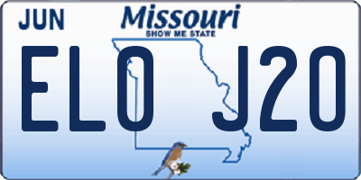 MO license plate EL0J2O