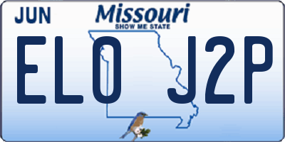 MO license plate EL0J2P