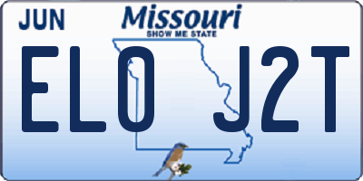 MO license plate EL0J2T