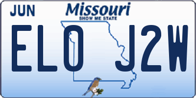 MO license plate EL0J2W