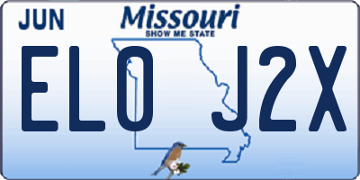 MO license plate EL0J2X
